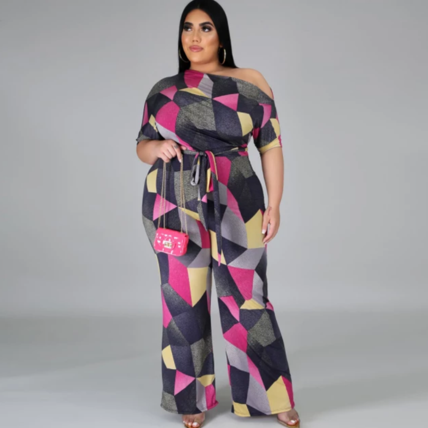 women's geometric print jumpsuit