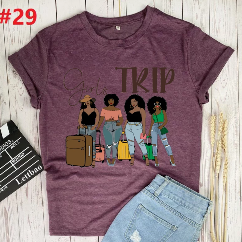 women's girls trip tee shirt purple