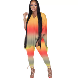 women's gradient leggings 2 piece set