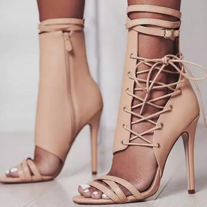 women's lace up high heel shoe