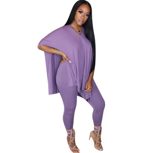 women's leggings 2 piece outfit purple