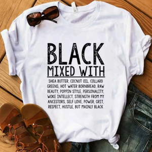 women's letter print black ingredients shirt 2