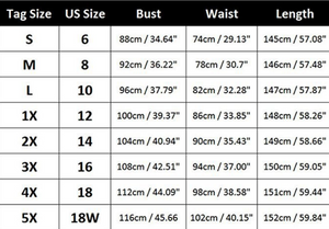 women's long sleeve large print dress sizing chart