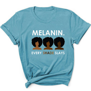 women's melanin hues tee shirt blue