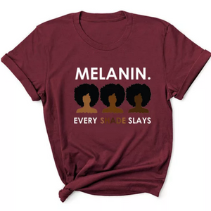 women's melanin hues tee shirt dark red