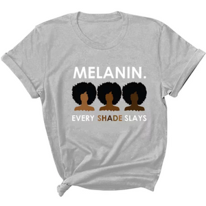 women's melanin hues tee shirt grey