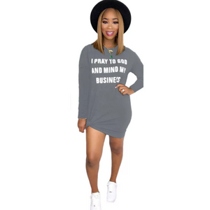 women's mind my business dress grey