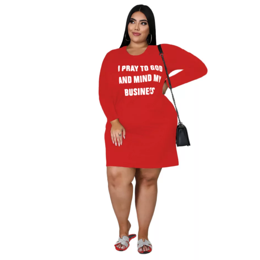 women's mind my business dress red