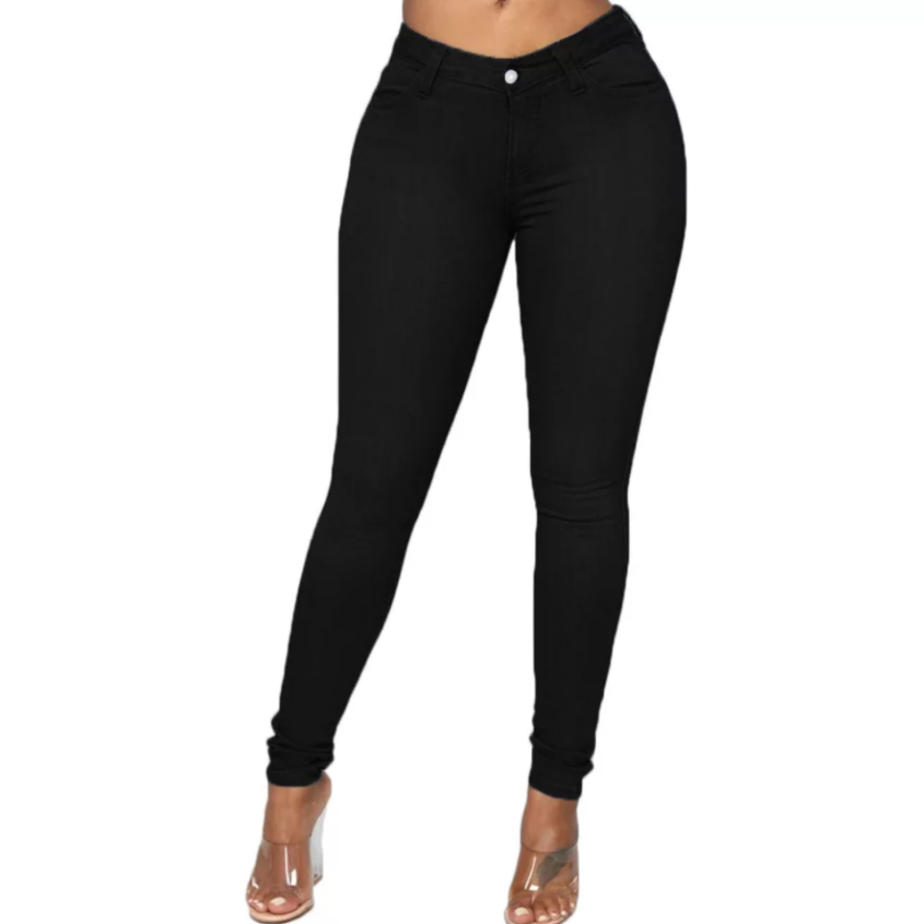 women's pencil jeans black