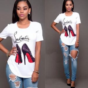 women's red bottoms tee shirt