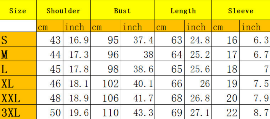 women's red bottoms tee shirt size chart