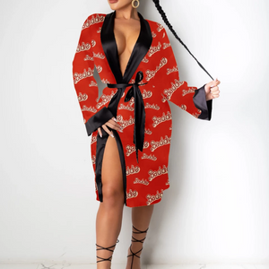 women's red satin baddie robe