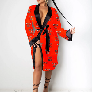 women's red satin netflix and chill robe