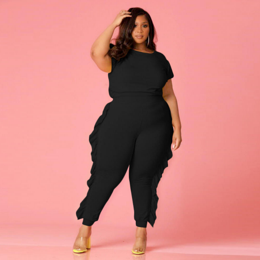 women's ruffle jumpsuit front view