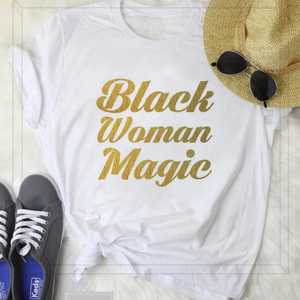 women's tee shirt black woman magic