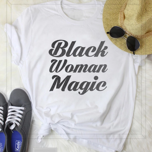 women's tee shirt black woman magic black