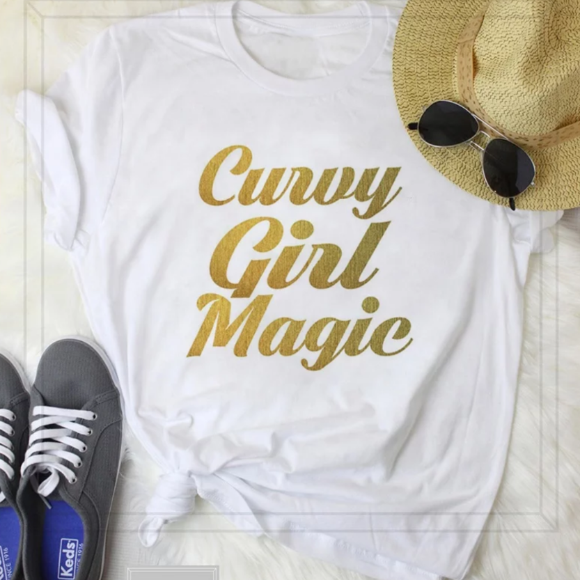 women's tee shirt curvy girl magic