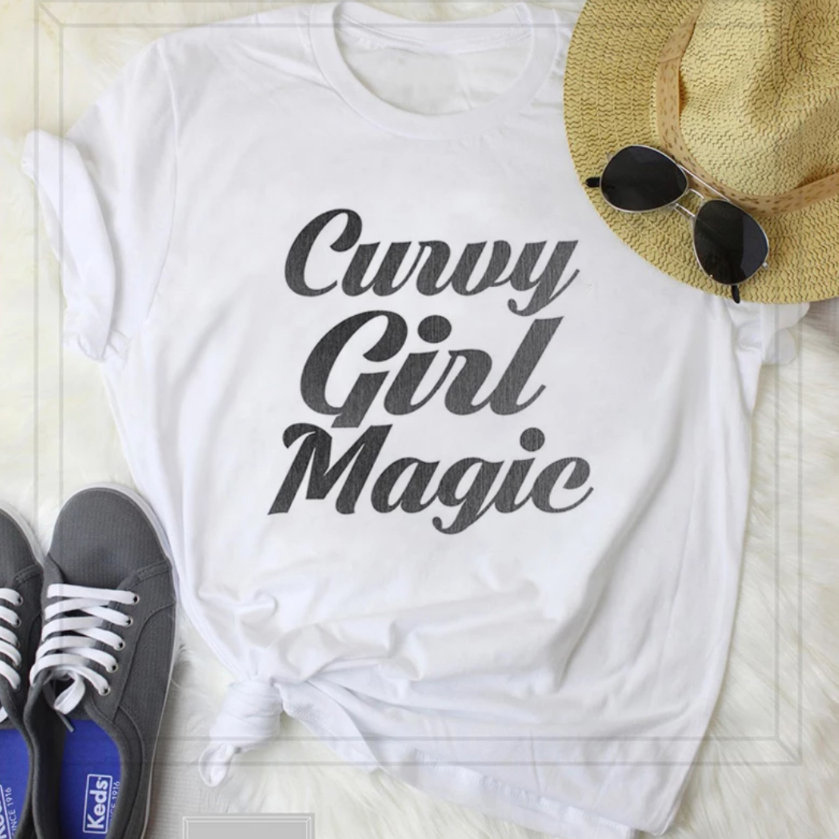 women's tee shirt curvy girl magic black