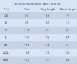 women's tee shirt sizing chart