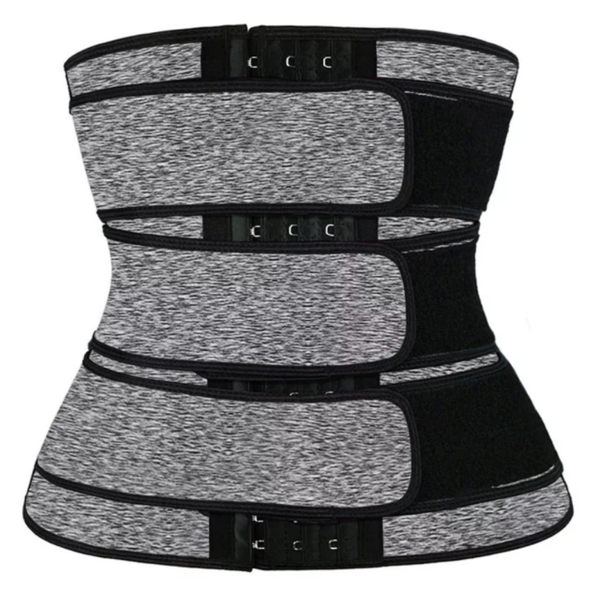 women's waist trainer grey front view