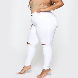 women's white denim jeans