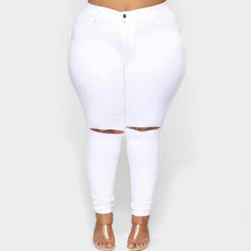 women's white denim jeans plus size