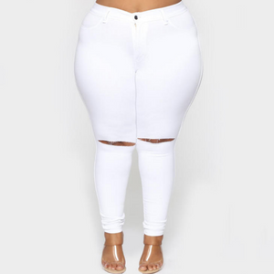 women's white denim jeans plus size